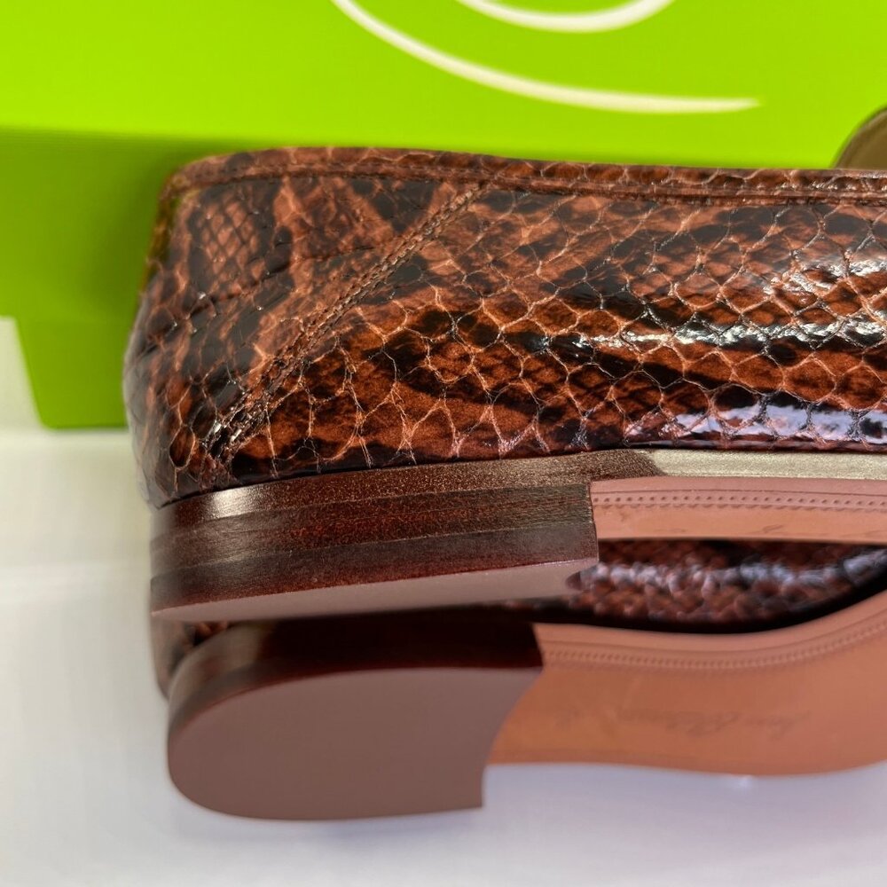 Sam Edelman Loraine Loafer Size 6 M Brown Snake Print Leather Slip-On Shoes - Picture 12 of 15